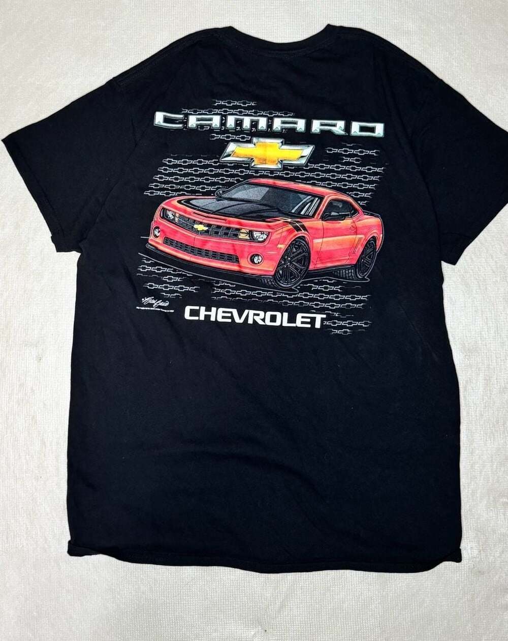 Chevrolet Camaro Graphic T-Shirt Black with Red Muscle Car Design